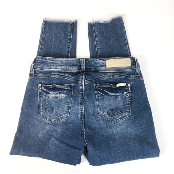 Seven7 Ankle Skinny Raw Hem Distressed Jeans Size 4P - Picture 3 of 5